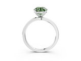 White gold Fancy Green Round  Solitaire Diamond Ring with Thin Band and Four-Prong Setting_6