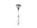White gold Fancy Green Round  Solitaire Diamond Ring with Thin Band and Four-Prong Setting_74