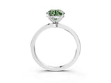 White gold Fancy Green Round  Solitaire Diamond Ring with Thin Band and Four-Prong Setting_75