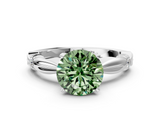 White gold Fancy Green Round  Solitaire Diamond Twisted Band with Four-Prong Setting_59