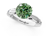 White gold Fancy Green Round  Solitaire Diamond Twisted Band with Four-Prong Setting_60