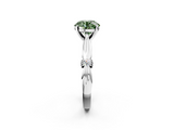 White gold Fancy Green Round  Solitaire Diamond Twisted Band with Four-Prong Setting_61