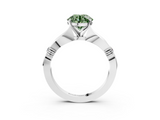 White gold Fancy Green Round  Solitaire Diamond Twisted Band with Four-Prong Setting_62