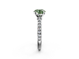 White gold Fancy Green Round  Solitaire Diamond with Pavé Band and Four-Prong Setting_70