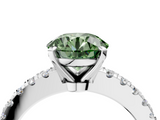 White gold Fancy Green Round  Solitaire Diamond with Pavé Band and Four-Prong Setting_71