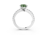 White gold Fancy Green Round  Solitaire Diamond with Pavé Band and Four-Prong Setting_71