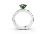 White gold Fancy Green Round  Solitaire Diamond with Pave and Channel Set Band_111