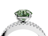 White gold Fancy Green Round  Solitaire Diamond with Pave and Channel Set Band_112