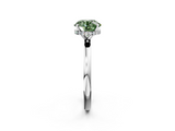 White gold Fancy Green Round  Solitaire Engagement Ring with Cathedral Band and Four-Prong Setting_19