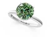 White gold Fancy Green Round  Solitaire Engagement Ring with Cathedral Band and Four-Prong Setting_39