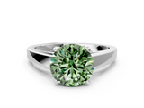 White gold Fancy Green Round  Solitaire Engagement Ring with Four-Prong Setting and Tapered Band_3