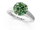 White gold Fancy Green Round  Solitaire Engagement Ring with Four-Prong Setting and Tapered Band_4