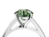 White gold Fancy Green Round  Solitaire Engagement Ring with Four-Prong Setting and Tapered Band_7