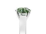 White gold Fancy Green Round  Solitaire Engagement Ring with Four-Prong Setting and Tapered Band_8