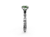 White gold Fancy Green Round  Solitaire Engagement Ring with Scrollwork Band and Four-Prong Setting_154