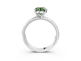White gold Fancy Green Round  Solitaire Engagement Ring with Scrollwork Band and Four-Prong Setting_155