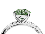 White gold Fancy Green Round  Solitaire Engagement Ring with Scrollwork Band and Four-Prong Setting_156