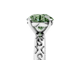 White gold Fancy Green Round  Solitaire Engagement Ring with Scrollwork Band and Four-Prong Setting_157