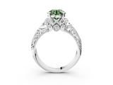 White gold Fancy Green Round  Solitaire Filigree Engagement Ring with Halo and Prong Setting_71