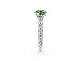 White gold Fancy Green Round  Solitaire Floral Milgrain Engagement Ring_70