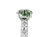 White gold Fancy Green Round  Solitaire Floral Milgrain Engagement Ring_78