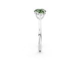 White gold Fancy Green Round  Solitaire Heart Prong Engagement Ring with Tapered Band_57