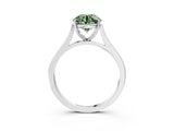 White gold Fancy Green Round  Solitaire Heart Prong Engagement Ring with Tapered Band_58