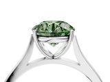 White gold Fancy Green Round  Solitaire Heart Prong Engagement Ring with Tapered Band_59
