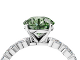 White gold Fancy Green Round  Solitaire Marquise Side Stone Prong Setting Ring_48
