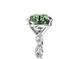 White gold Fancy Green Round  Solitaire Marquise Side Stone Prong Setting Ring_49