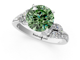 White gold Fancy Green Round  Solitaire Marquise Twist Band with Six-Prong Setting_42