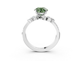 White gold Fancy Green Round  Solitaire Marquise Twist Band with Six-Prong Setting_44