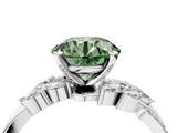White gold Fancy Green Round  Solitaire Marquise Twist Band with Six-Prong Setting_45