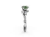 White gold Fancy Green Round  Solitaire Marquise Twist Band with Six-Prong Setting_47