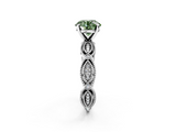 White gold Fancy Green Round  Solitaire Milgrain Diamond Engagement Ring with Bezel and Marquise Band_145