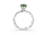 White gold Fancy Green Round  Solitaire Milgrain Diamond Engagement Ring with Bezel and Marquise Band_146