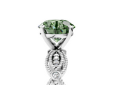 White gold Fancy Green Round  Solitaire Milgrain Diamond Engagement Ring with Bezel and Marquise Band_148