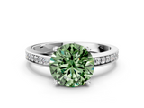 White gold Fancy Green Round  Solitaire Pavé Band Prong Setting Ring_20