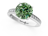 White gold Fancy Green Round  Solitaire Pavé Band Prong Setting Ring_21