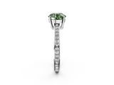 White gold Fancy Green Round  Solitaire Pavé Band Prong Setting Ring_22