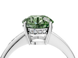 White gold Fancy Green Round  Solitaire Pavé Band Prong Setting Ring_24