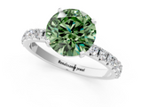 White gold Fancy Green Round  Solitaire Pavé Band with Four-Prong Setting_157