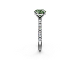 White gold Fancy Green Round  Solitaire Pavé Band with Four-Prong Setting_158