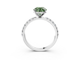 White gold Fancy Green Round  Solitaire Pavé Band with Four-Prong Setting_159