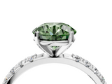 White gold Fancy Green Round  Solitaire Pavé Band with Four-Prong Setting_160