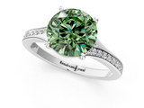 White gold Fancy Green Round  Solitaire Pavé Band with Four-Prong Setting_55