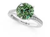 White gold Fancy Green Round  Solitaire Pavé Band with Four-Prong Setting_72