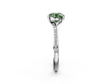 White gold Fancy Green Round  Solitaire Pavé Band with Four-Prong Setting_73