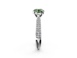 White gold Fancy Green Round  Solitaire Pavé Diamond Engagement Ring with Four-Prong Setting_110
