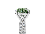 White gold Fancy Green Round  Solitaire Pavé Diamond Engagement Ring with Four-Prong Setting_113